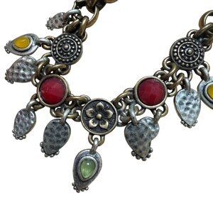 Lucky Brand Boho Multicharm Oxidized Silver & Bronze Gemstone Necklace